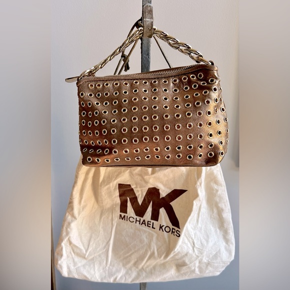 MICHAEL KORS Collette Bronze with Gold Rivets Wristlet/Clutch - Picture 8 of 8